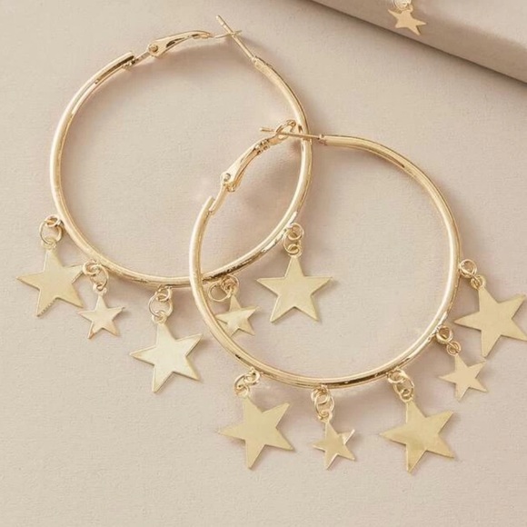 Anthropologie Jewelry - NWT Anthropologie Gold Hoop Star Earrings